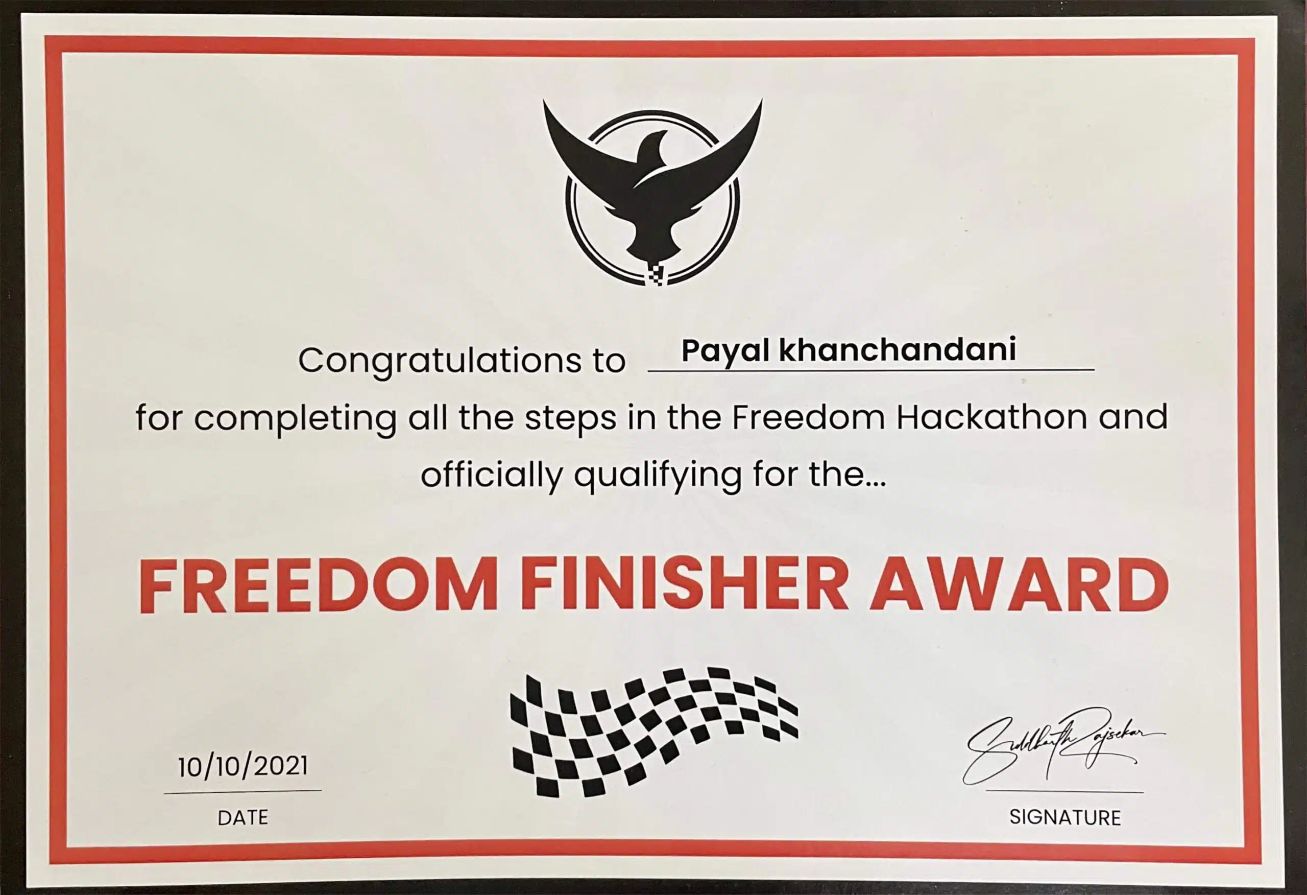 Freedom Finisher Award